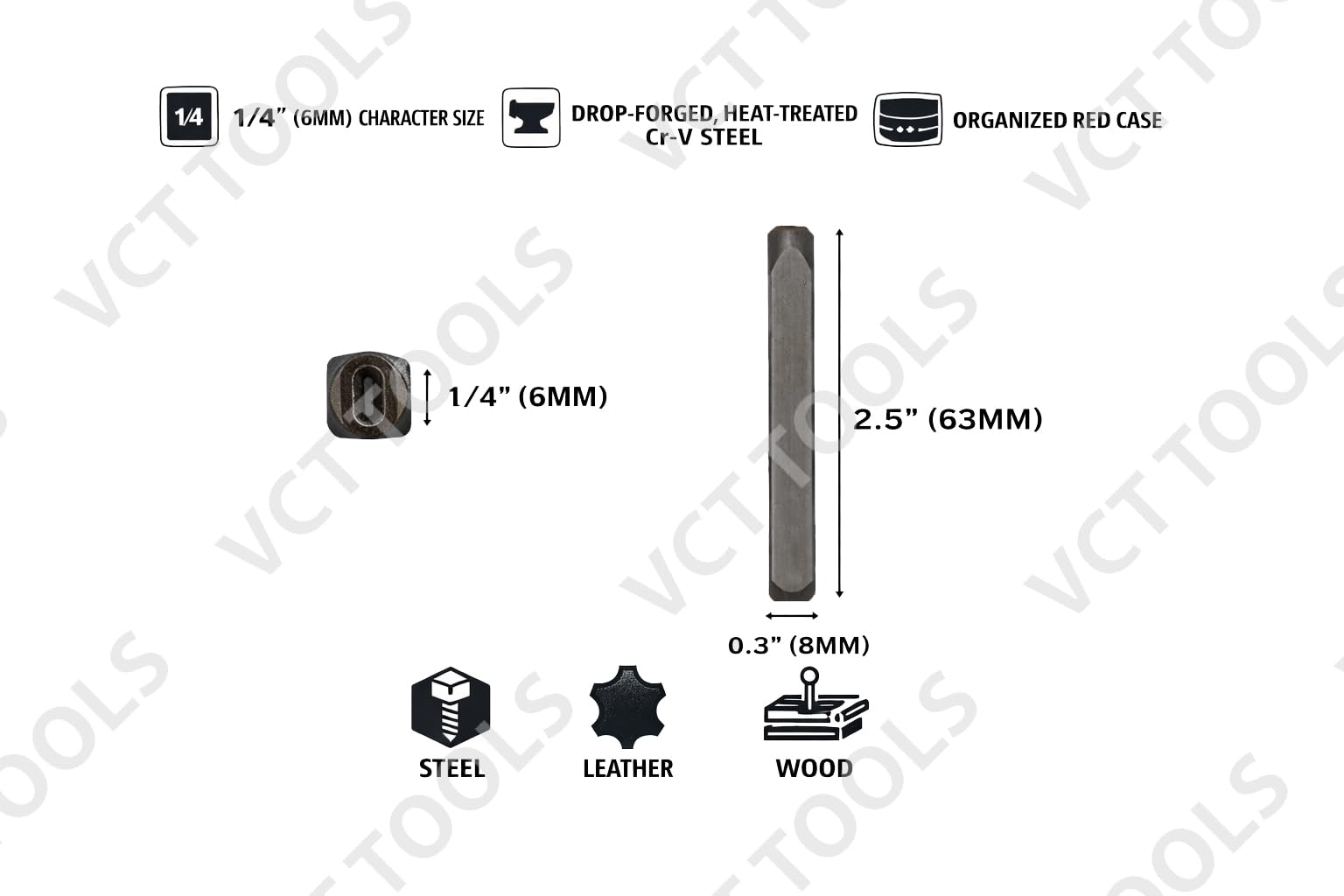 Vector Number & Capital Letter Punch Set 36 Pc (6mm 1/4